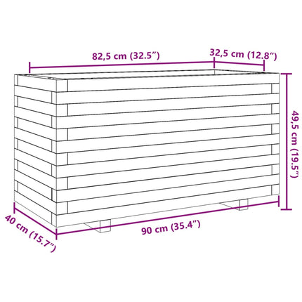 plantekasse 90x40x49,5 cm massivt fyrretræ gyldenbrun
