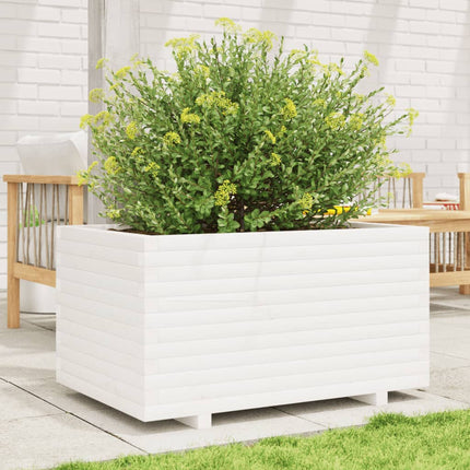 plantekasse 90x60x49,5 cm massivt fyrretræ hvid
