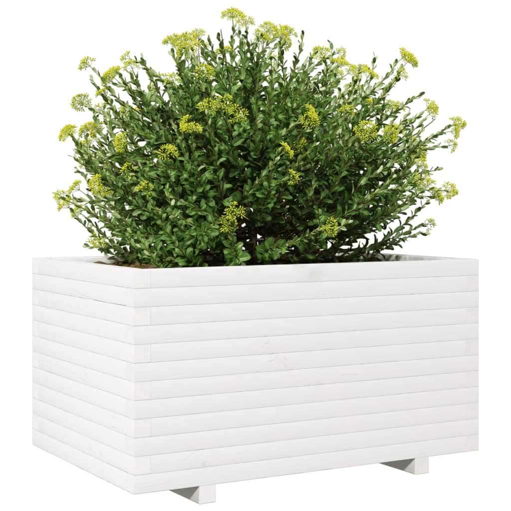 plantekasse 90x60x49,5 cm massivt fyrretræ hvid