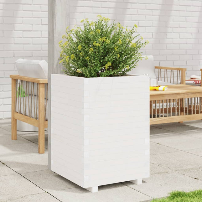 plantekasse 50x50x72,5 cm massivt fyrretræ hvid