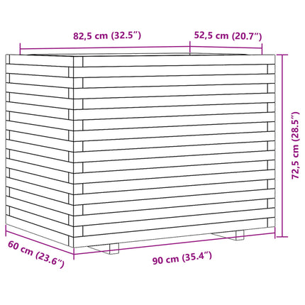 plantekasse 90x60x72,5 cm massivt fyrretræ
