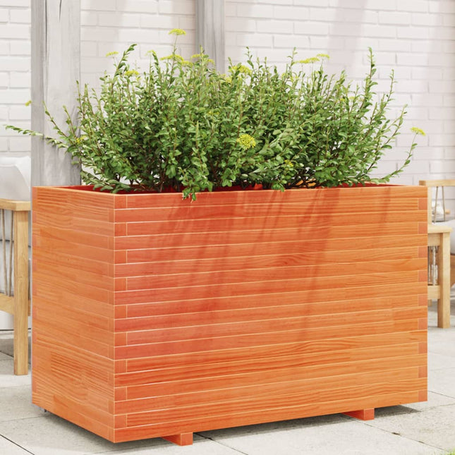 plantekasse 110x60x72 cm massivt fyrretræ gyldenbrun