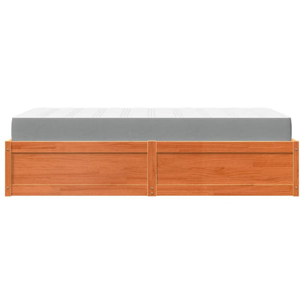 seng med madras 100x200 cm massivt fyr gyldenbrun