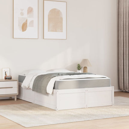 seng med madras 140x190 cm massivt fyrretræ hvid