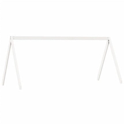 højseng med tag 80x200 cm massivt fyrretræ hvid