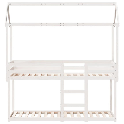 køjeseng med tag 80x200 cm massivt fyrretræ hvid