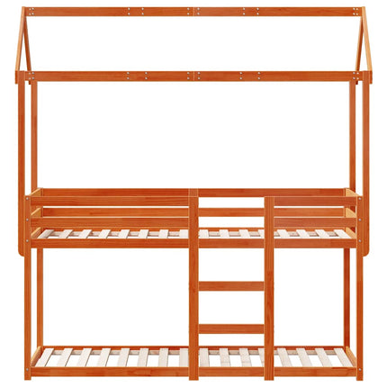 køjeseng med tag 80x200 cm massivt fyrretræ gyldenbrun