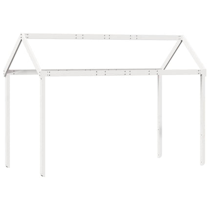 højseng med tag 90x190 cm massivt fyrretræ hvid