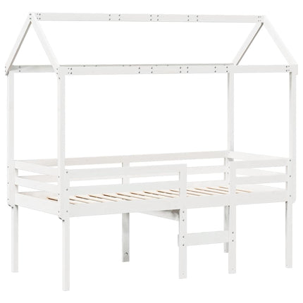 høj husseng 75x190 cm massivt fyrretræ hvid