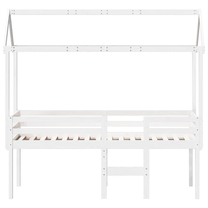høj husseng 75x190 cm massivt fyrretræ hvid