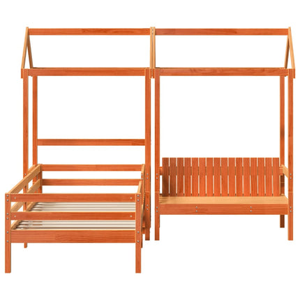 husseng med bænk 90x200 cm massivt fyrretræ gyldenbrun
