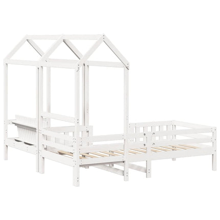 husseng med bænk 75x190 cm massivt fyrretræ hvid