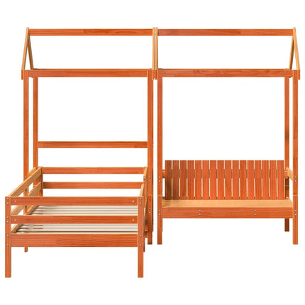 husseng med bænk 75x190 cm massivt fyrretræ gyldenbrun
