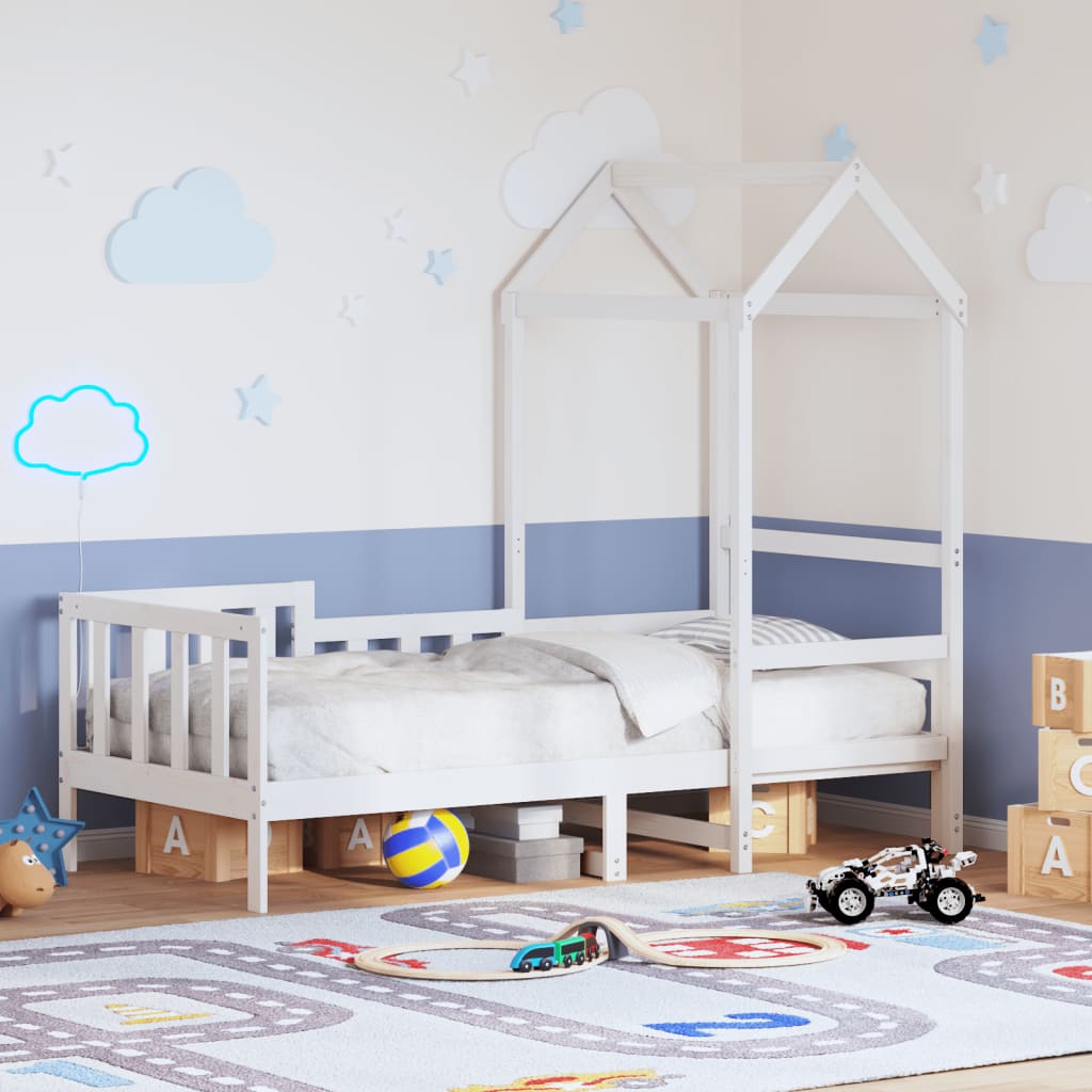 Daybed med tag 80×200 cm - massivt fyrretræ, hvid