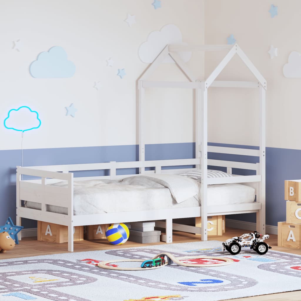 daybed med tag 80x200 cm massivt fyrretræ hvid billede