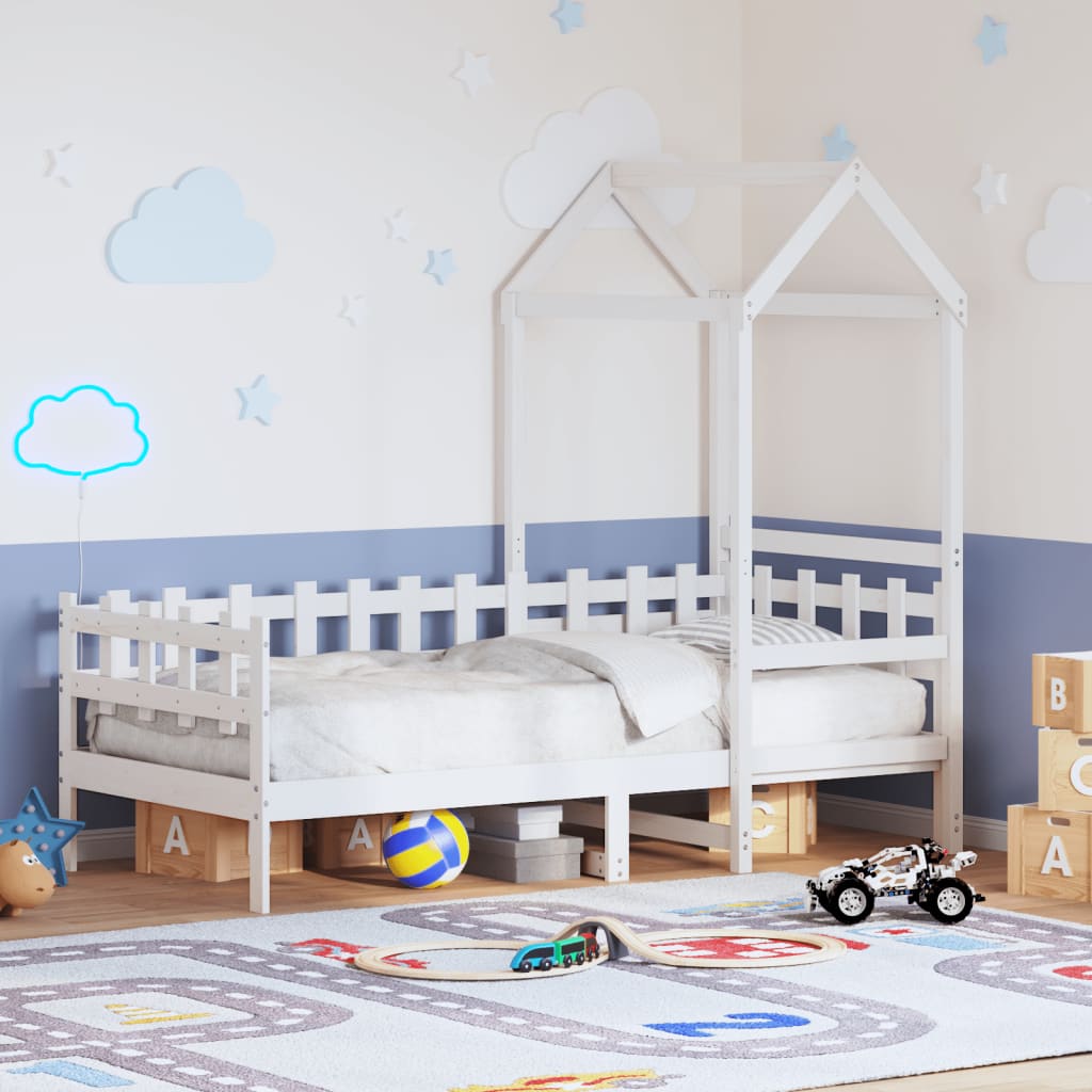 Daybed med tag 80×200 cm - massivt fyrretræ, hvid