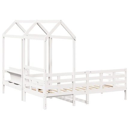 husseng med bænk 80x200 cm massivt fyrretræ hvid