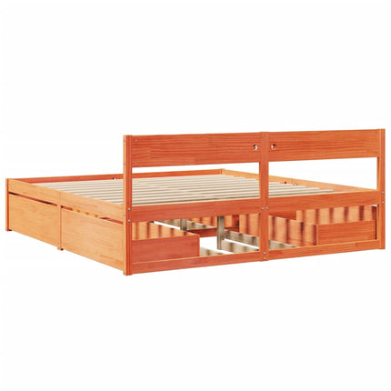 sengeramme uden madras 200x200 cm massivt fyrretræ gyldenbrun