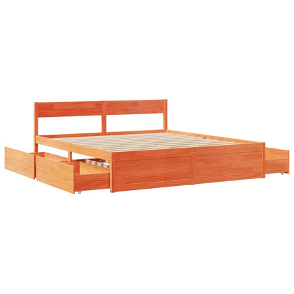sengeramme uden madras 200x200 cm massivt fyrretræ gyldenbrun