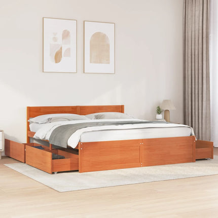 sengeramme uden madras 200x200 cm massivt fyrretræ gyldenbrun