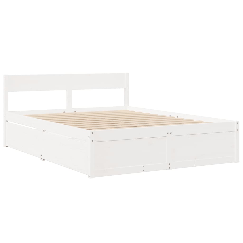 sengeramme uden madras 160x200 cm massivt fyrretræ hvid