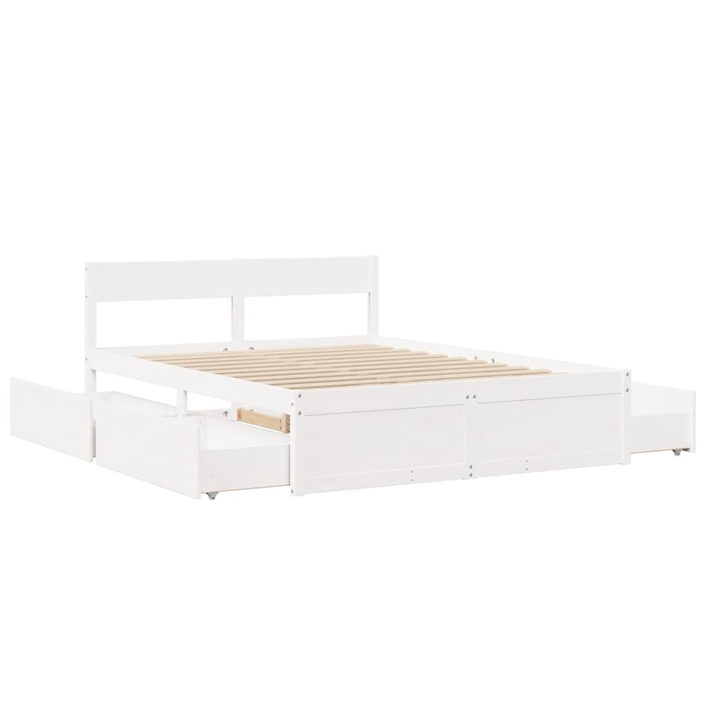 sengeramme uden madras 160x200 cm massivt fyrretræ hvid