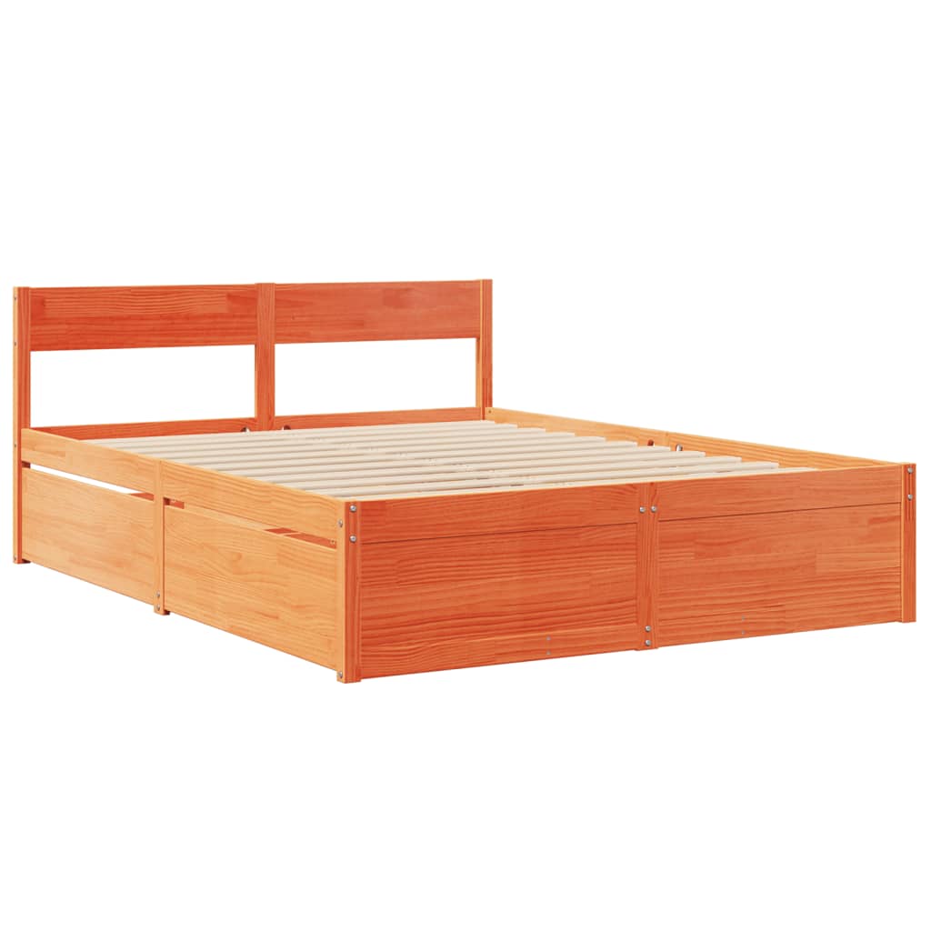 sengeramme uden madras 160x200 cm massivt fyrretræ gyldenbrun