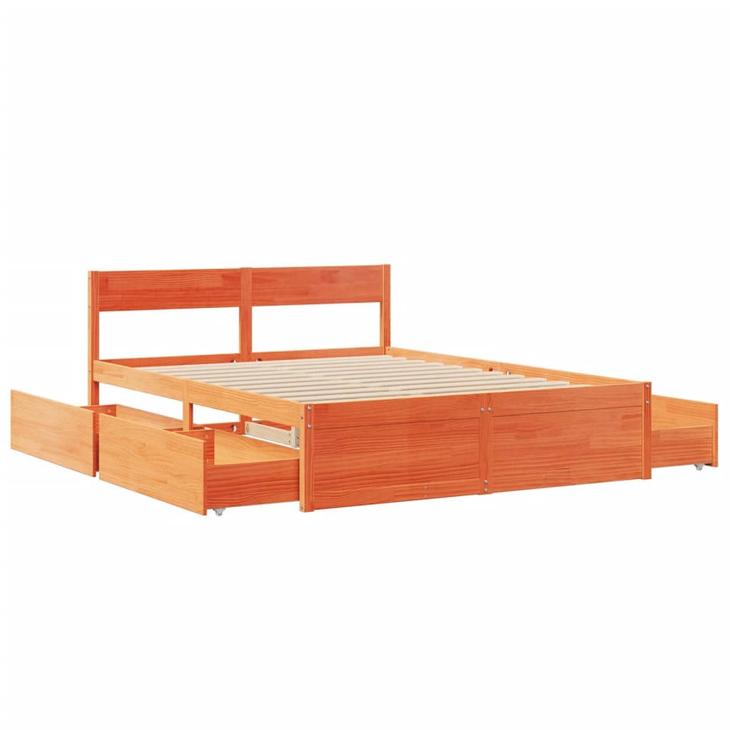 sengeramme uden madras 160x200 cm massivt fyrretræ gyldenbrun