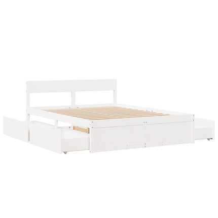 sengeramme uden madras 150x200 cm massivt fyrretræ hvid