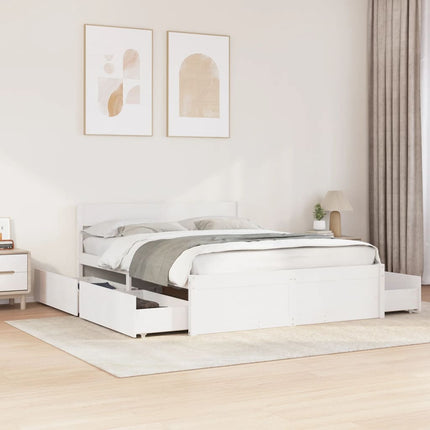 sengeramme uden madras 150x200 cm massivt fyrretræ hvid
