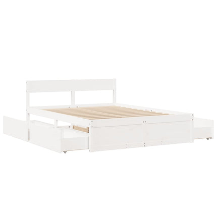 sengeramme uden madras 140x200 cm massivt fyrretræ hvid