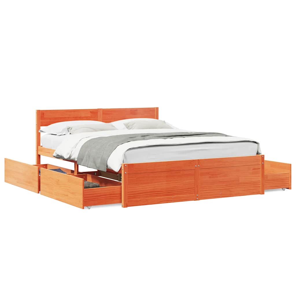 sengeramme uden madras 140x200 cm massivt fyr gyldenbrun