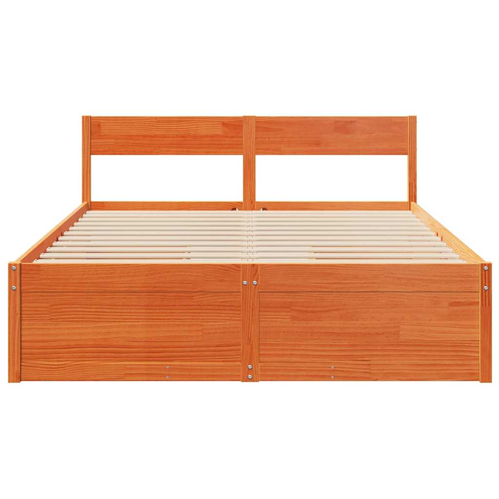 sengeramme uden madras 140x200 cm massivt fyr gyldenbrun