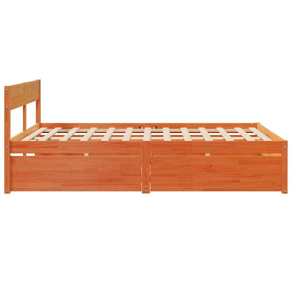 sengeramme uden madras 140x200 cm massivt fyr gyldenbrun
