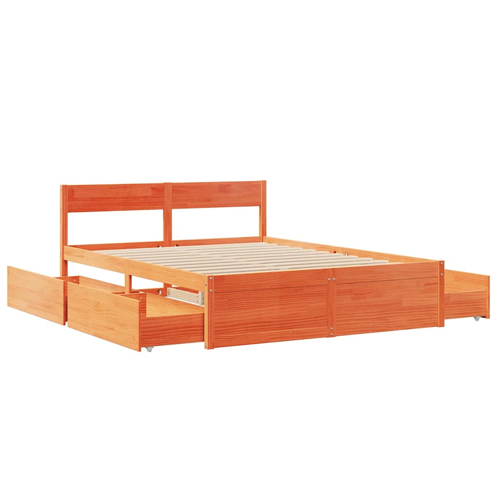 sengeramme uden madras 140x200 cm massivt fyr gyldenbrun