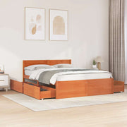 sengeramme uden madras 140x200 cm massivt fyr gyldenbrun