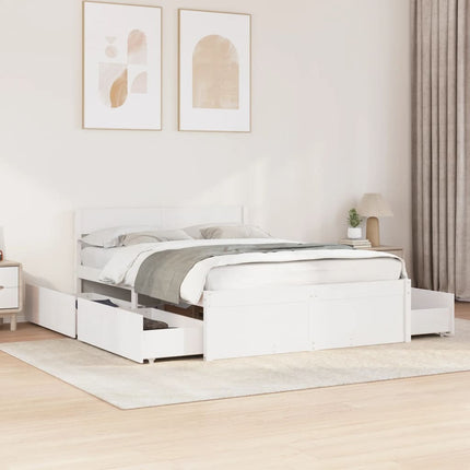 sengeramme uden madras 120x200 cm massivt fyrretræ hvid