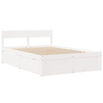 sengeramme uden madras 140x190 cm massivt fyrretræ hvid