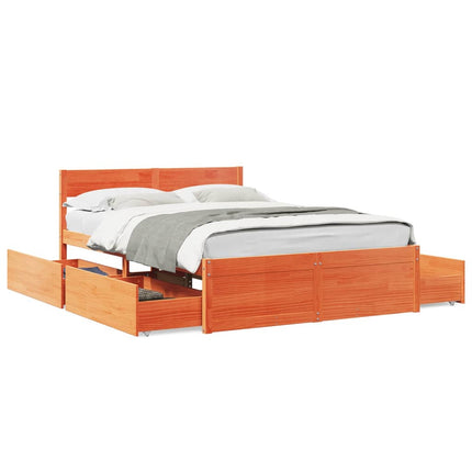 sengeramme uden madras 120x190 cm massivt fyrretræ gyldenbrun