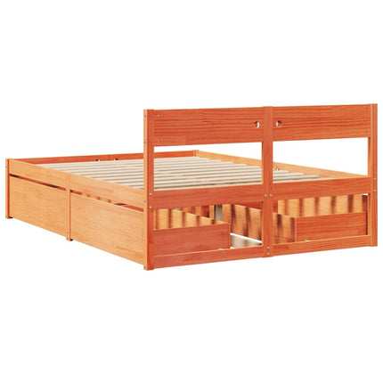 sengeramme uden madras 120x190 cm massivt fyrretræ gyldenbrun