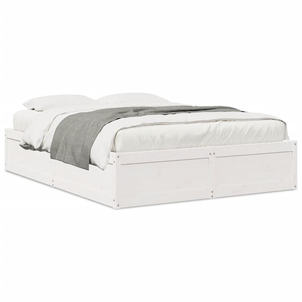 sengeramme uden madras 140x190 cm massivt fyrretræ hvid
