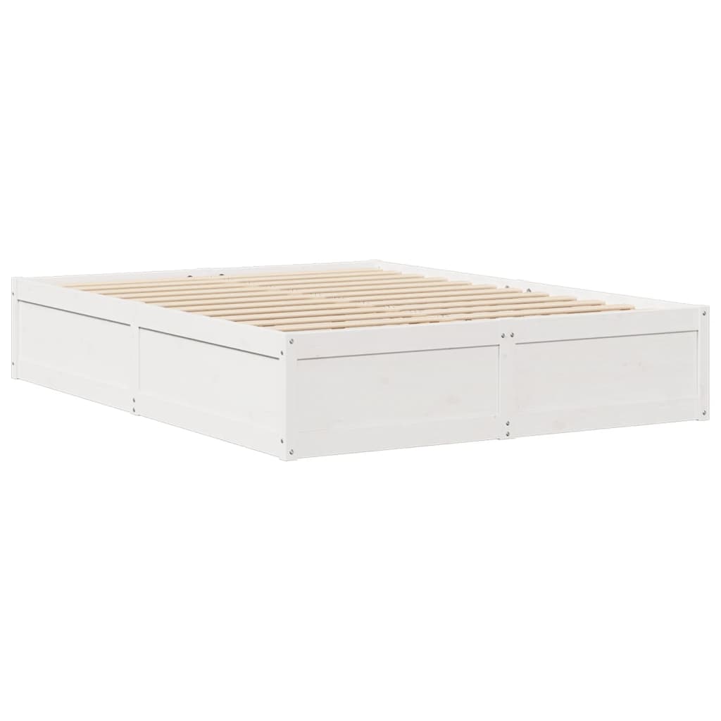 sengeramme uden madras 140x190 cm massivt fyrretræ hvid