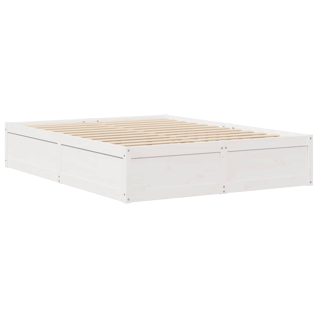 sengeramme uden madras 140x190 cm massivt fyrretræ hvid