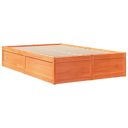 sengeramme uden madras 135x190 cm massivt fyrretræ brun