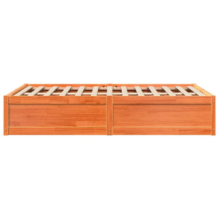 sengeramme uden madras 135x190 cm massivt fyrretræ brun