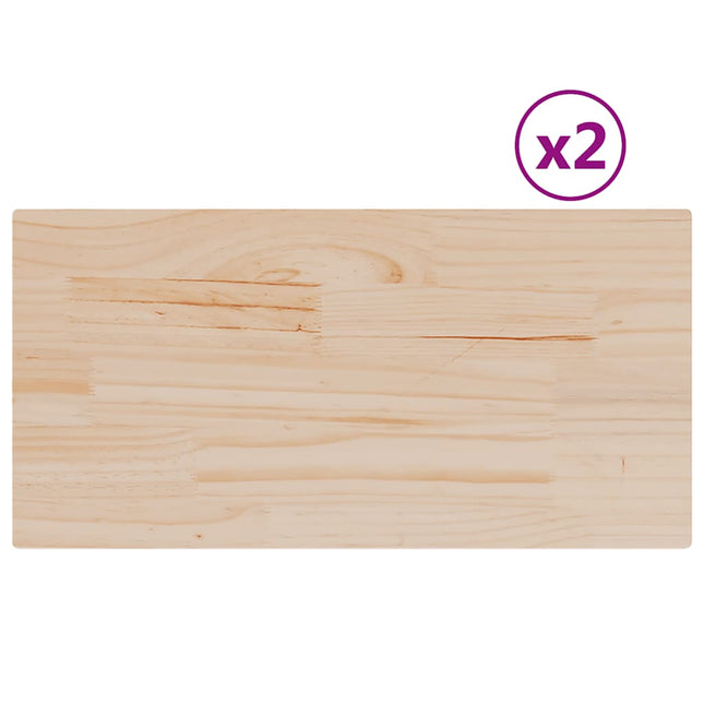 bordplader 2 stk. 70x35x1,7 cm rektangulær massivt fyrretræ