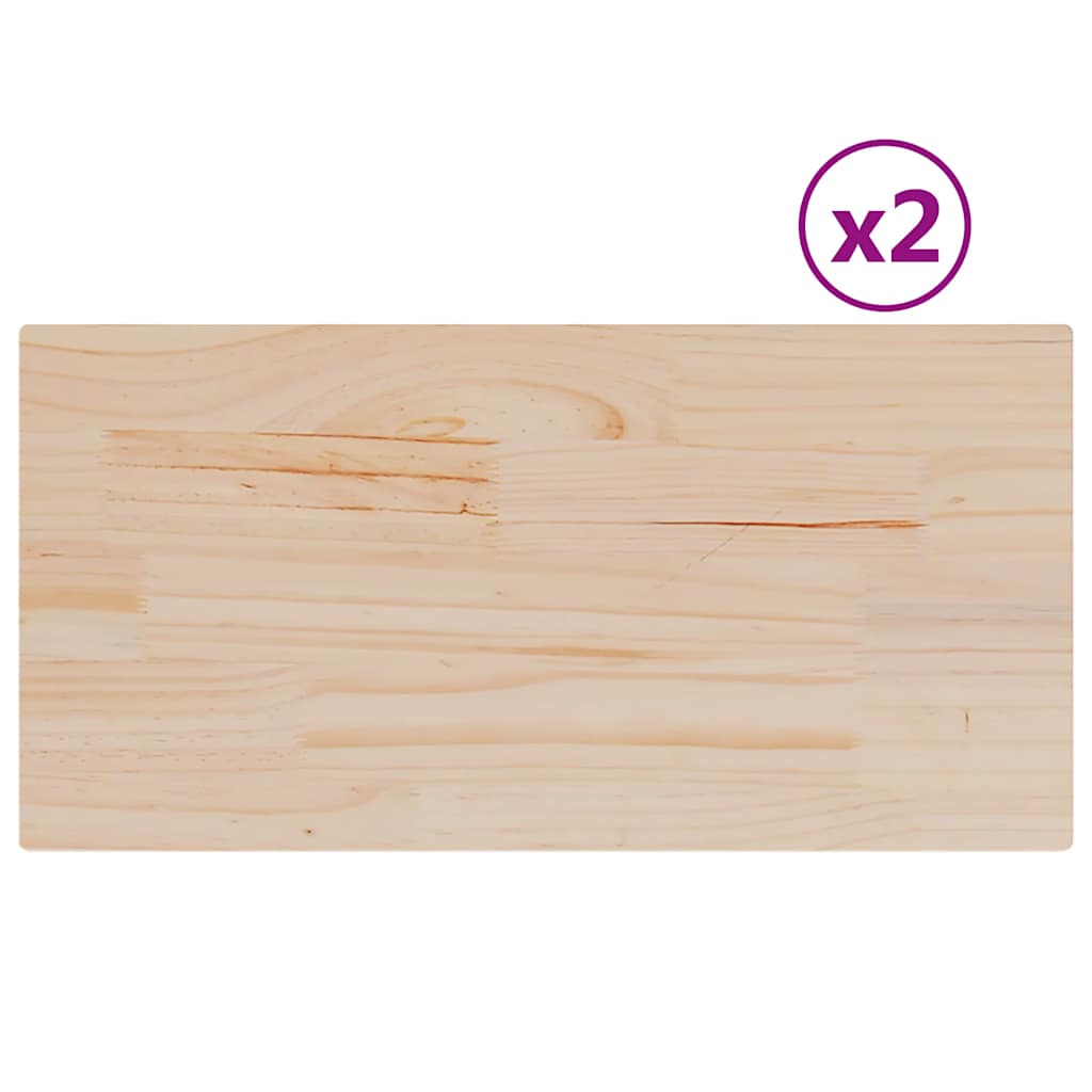 bordplader 2 stk. 90x45x1,7 cm rektangulær massivt fyrretræ