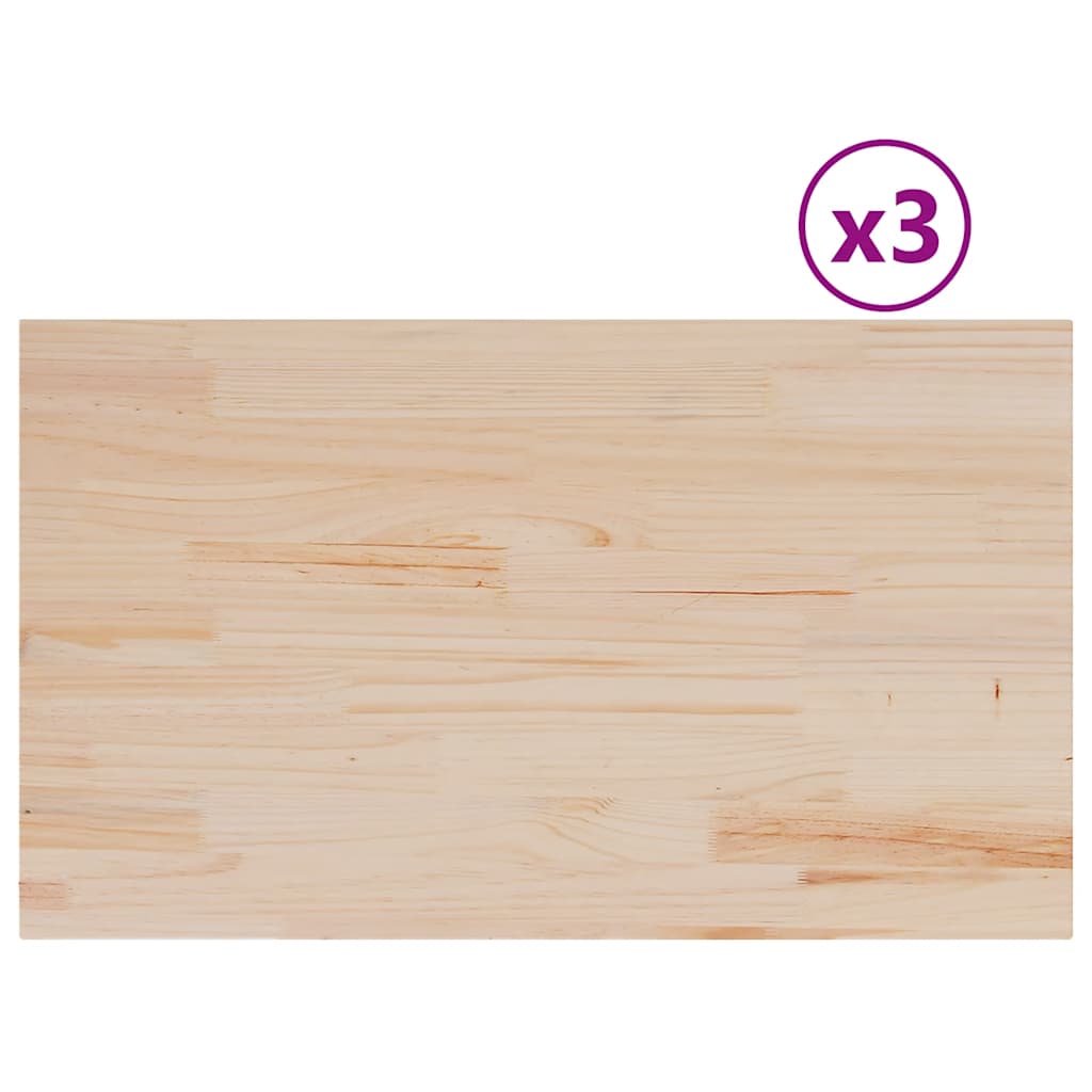 bordplader 3 stk. 80x47x1,7 cm rektangulær massivt fyrretræ