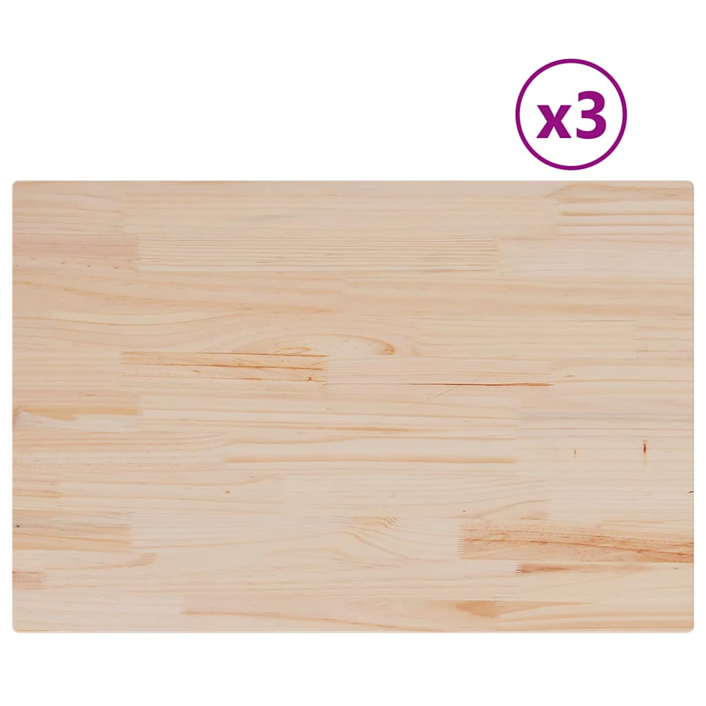 bordplader 3 stk. 80x53x1,7 cm rektangulær massivt fyrretræ