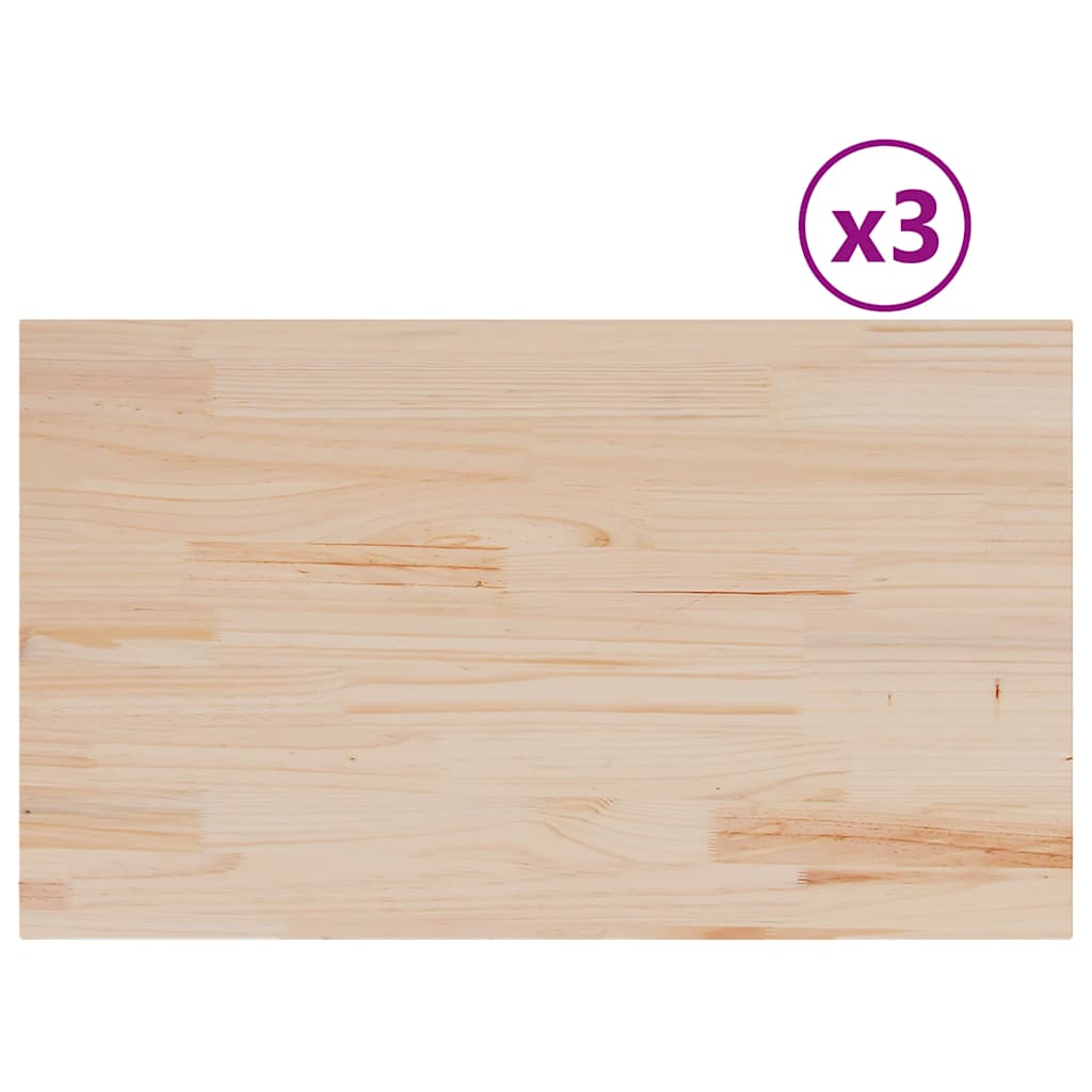 bordplader 3 stk. 80x47x2,5 cm rektangulær massivt fyrretræ